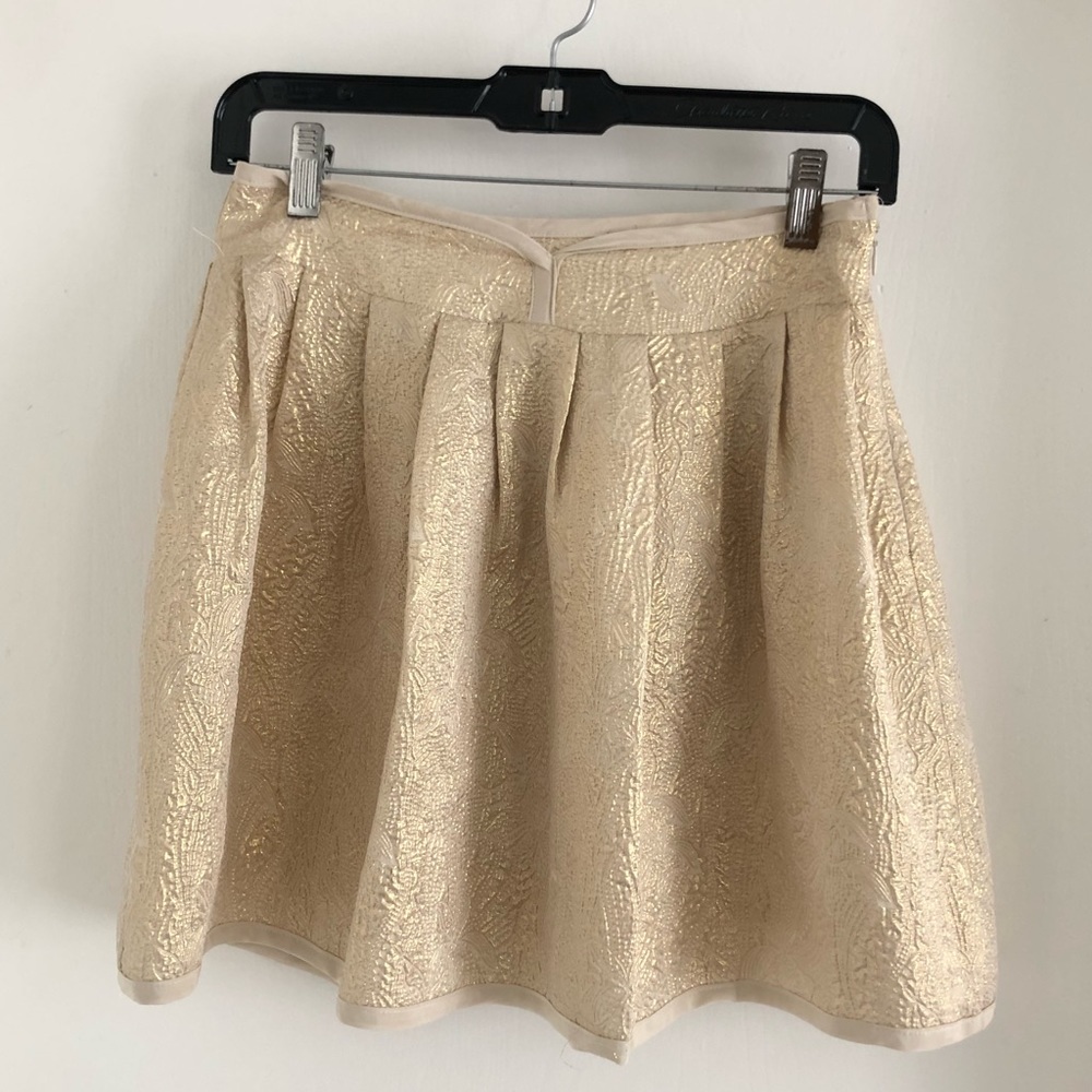 Hy+dot gold mini silk skirt size small